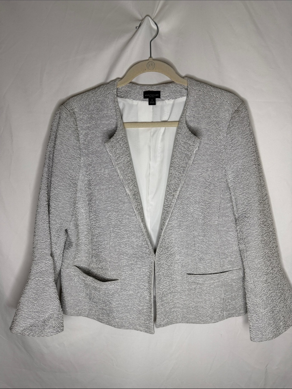 Ann Taylor Factory Open-Front Textured Tweed Blazer